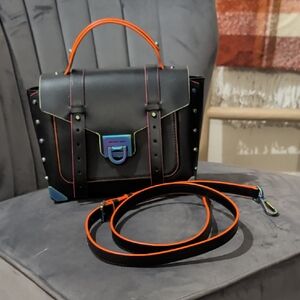 Michael Kors Manhattan Medium Satchel Neon Trim